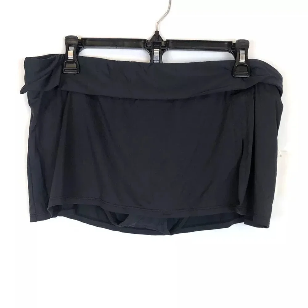 Bleu Rod Beattie Women’s Skirted Hipster Black Bikini Bottom, Size 14